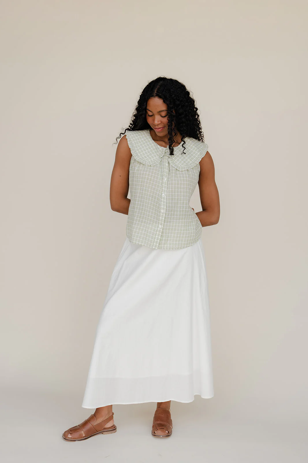 Gingham Charm Collared Tank - Image 2