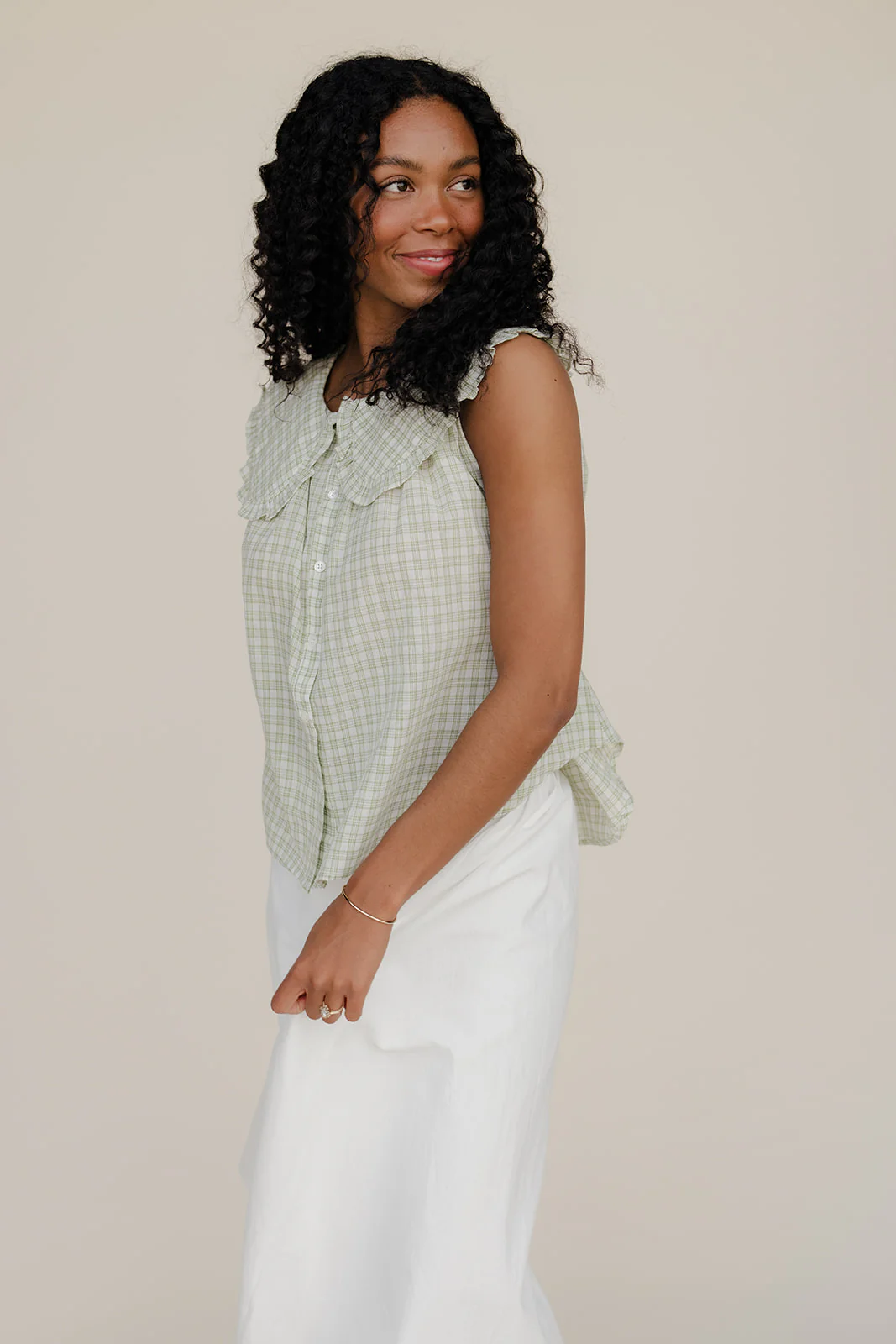 Gingham Charm Collared Tank - Image 5