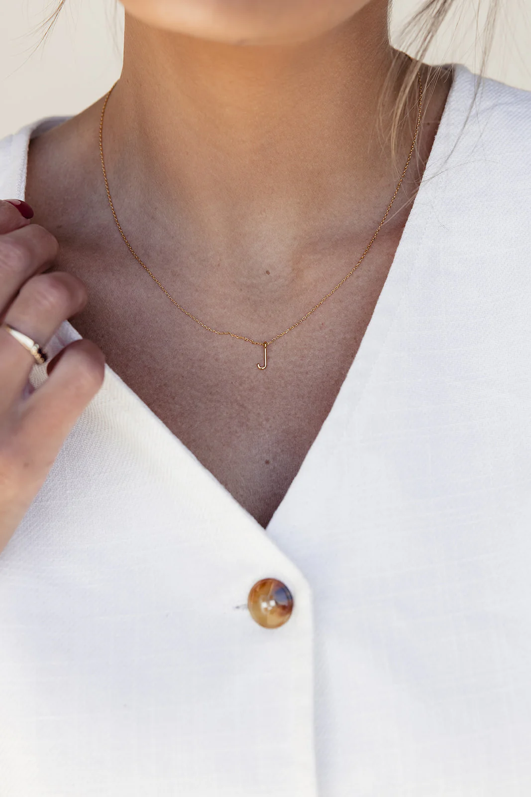 Gold Mini Letter Initial Necklace - Image 2