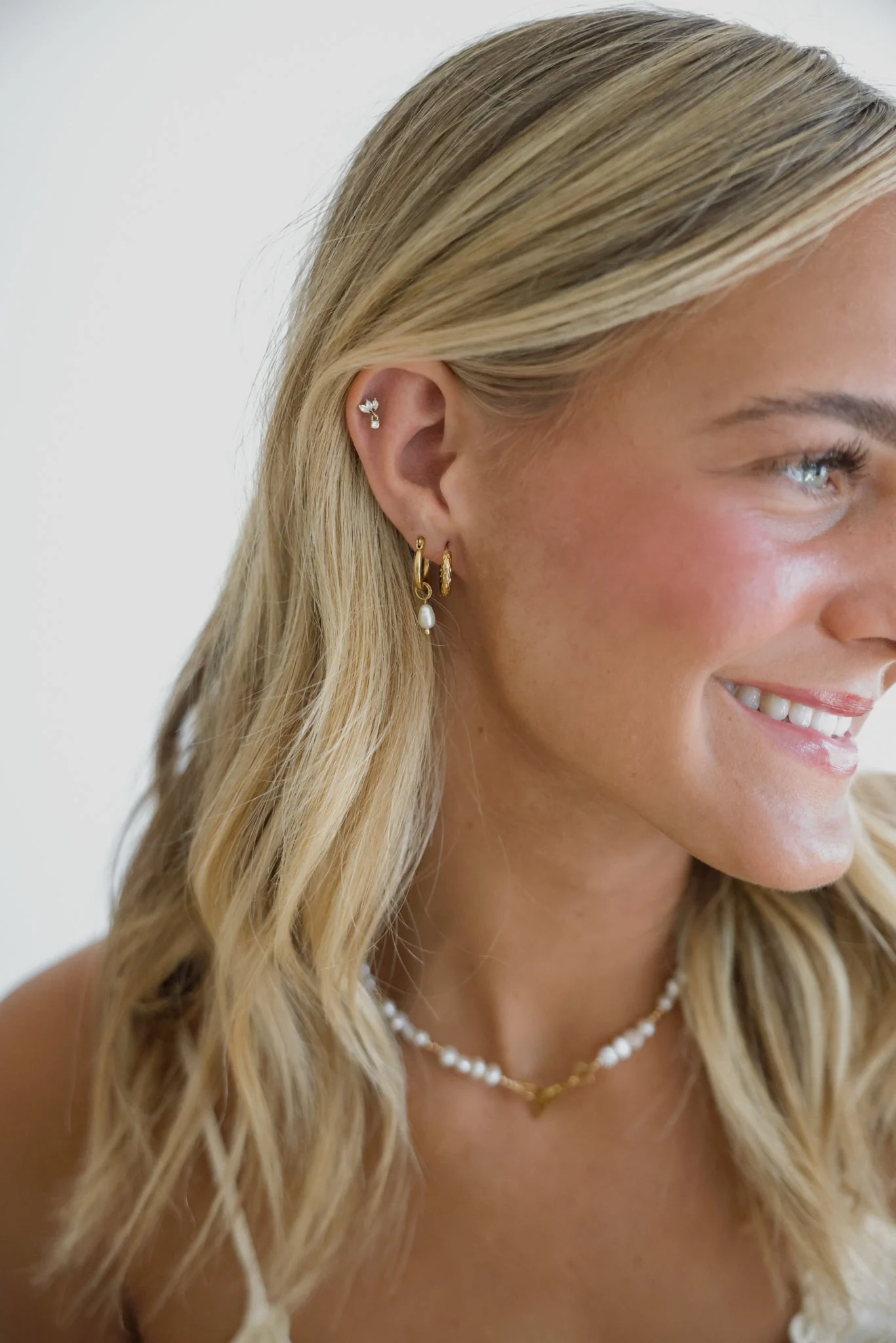 Gold Textured Hoops - Image 4