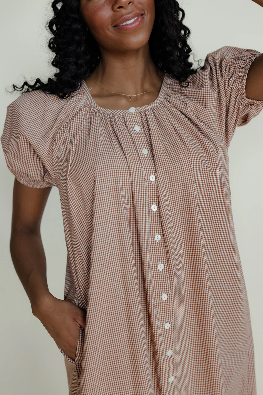 Golden Days Gingham Dress - Image 4