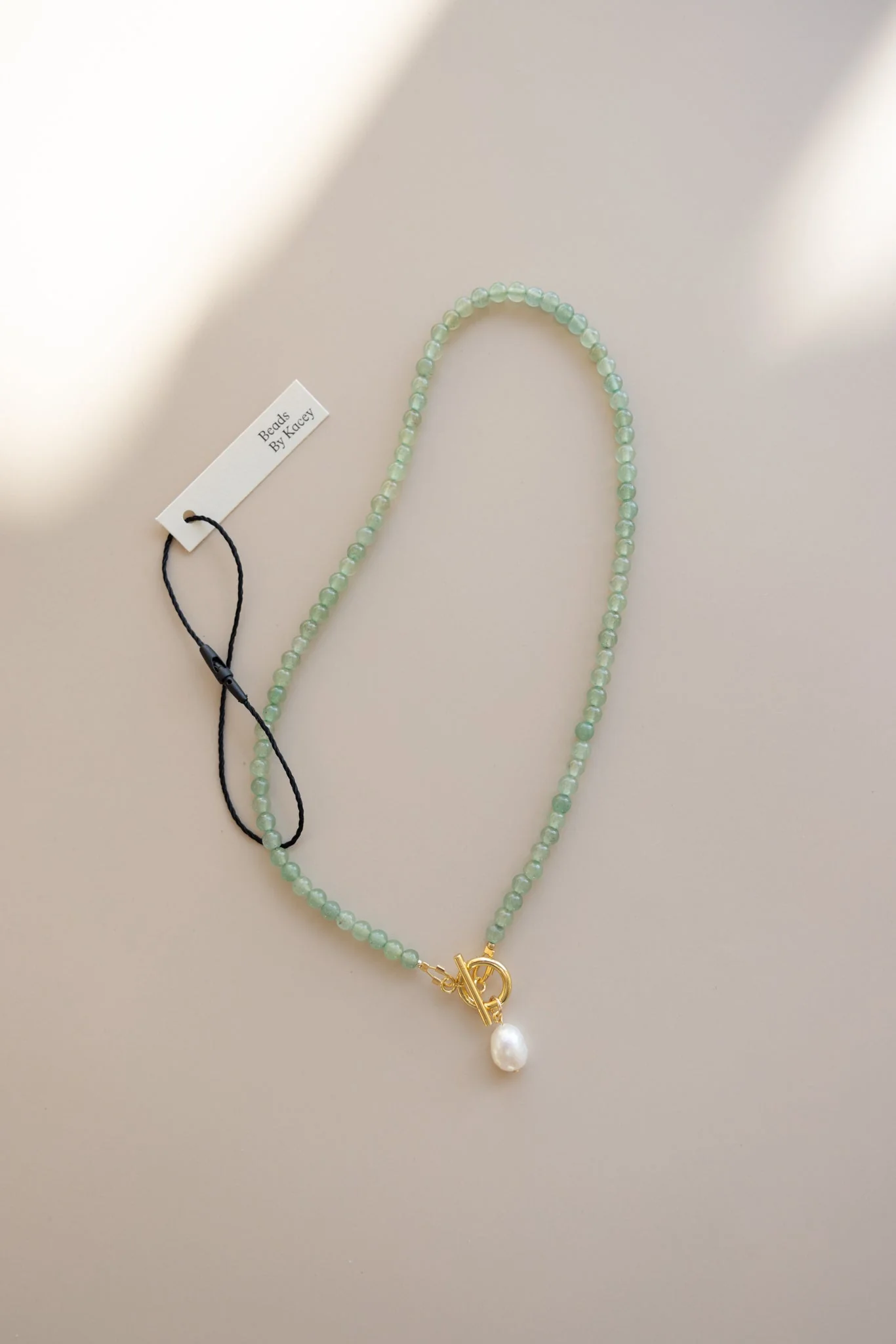 Green Aventurine Necklace + Pearl Pendant