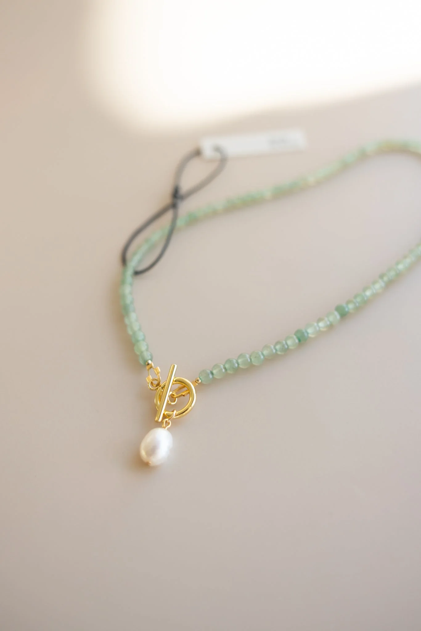 Green Aventurine Necklace + Pearl Pendant - Image 5