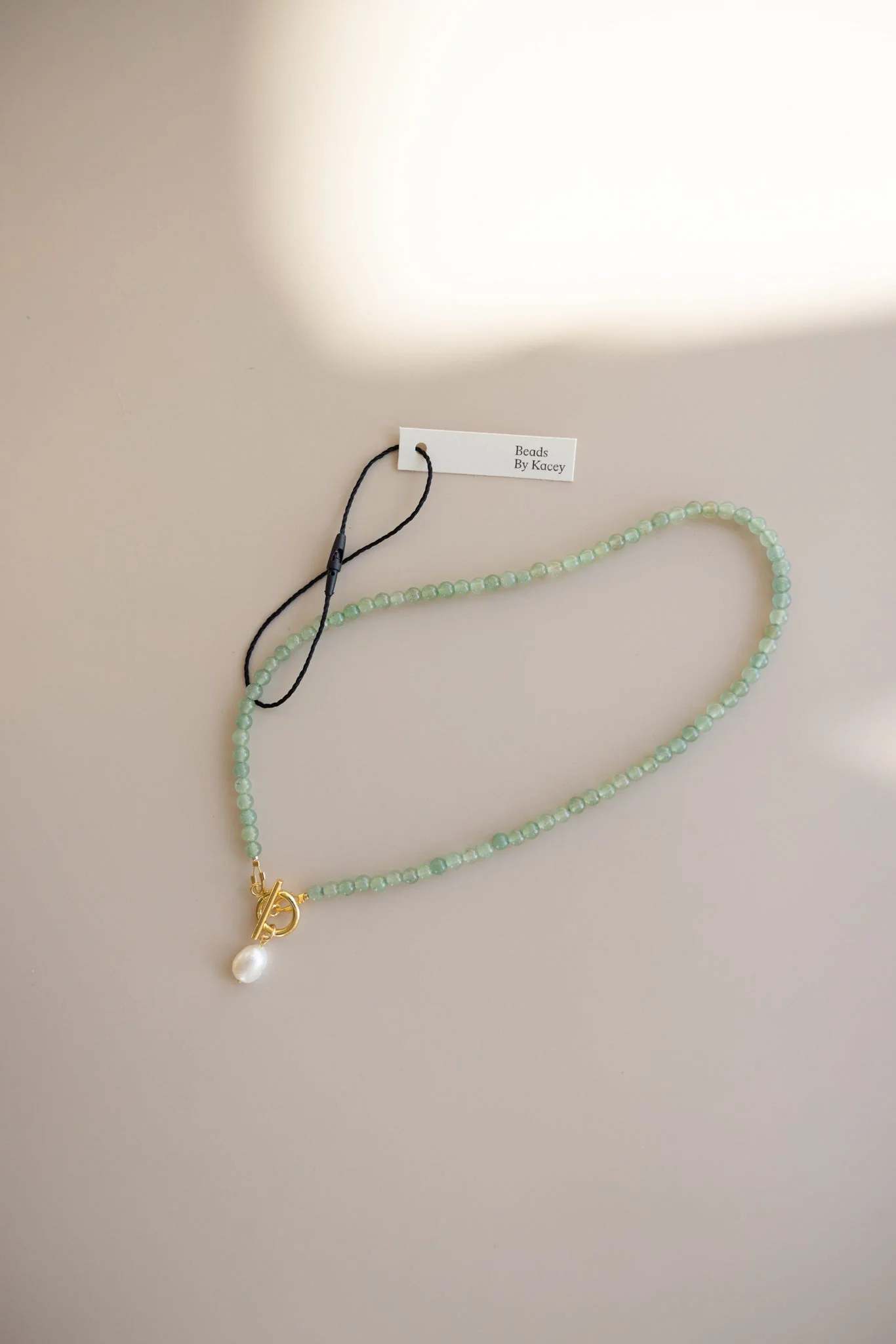 Green Aventurine Necklace + Pearl Pendant - Image 6