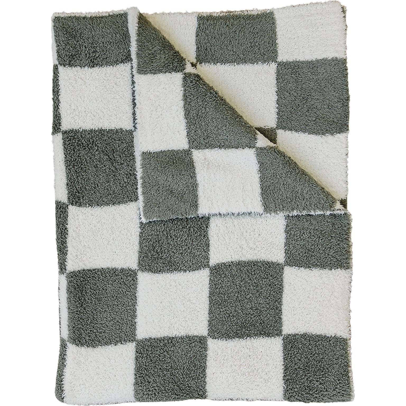 Green Checkered Plush Blanket - Image 5