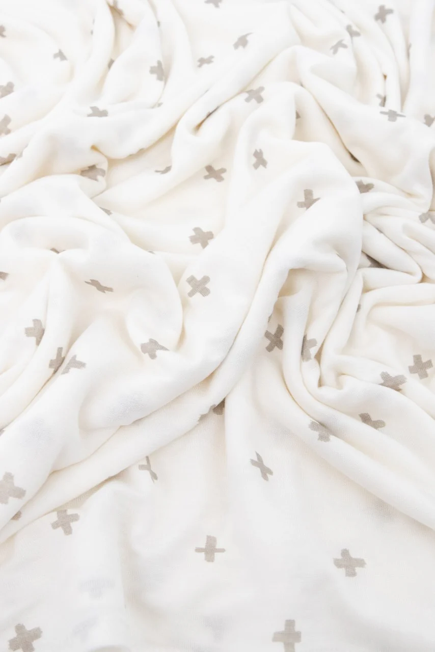 Grey Cross Stretch Knit Swaddle Blanket 2 Pack - Image 4