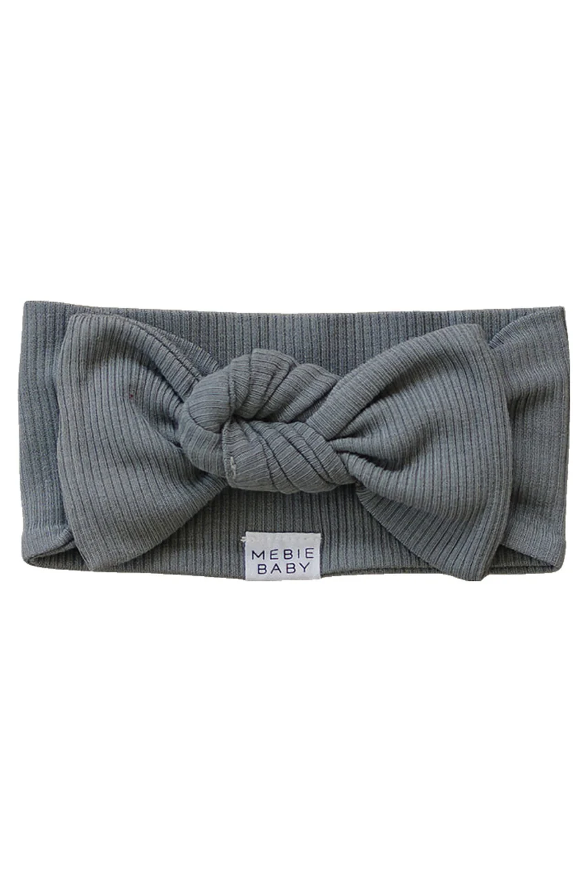 Grey Organic Cotton Ribbed Head Wrap - Image 2