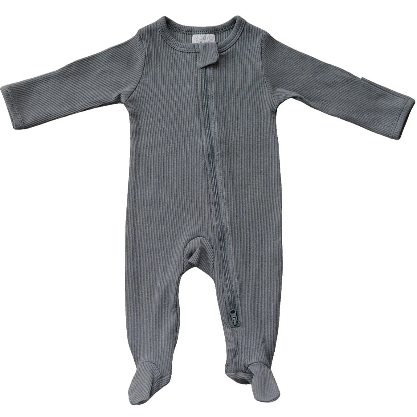 Grey Organic Cotton Ribbed Zipper - Image 5