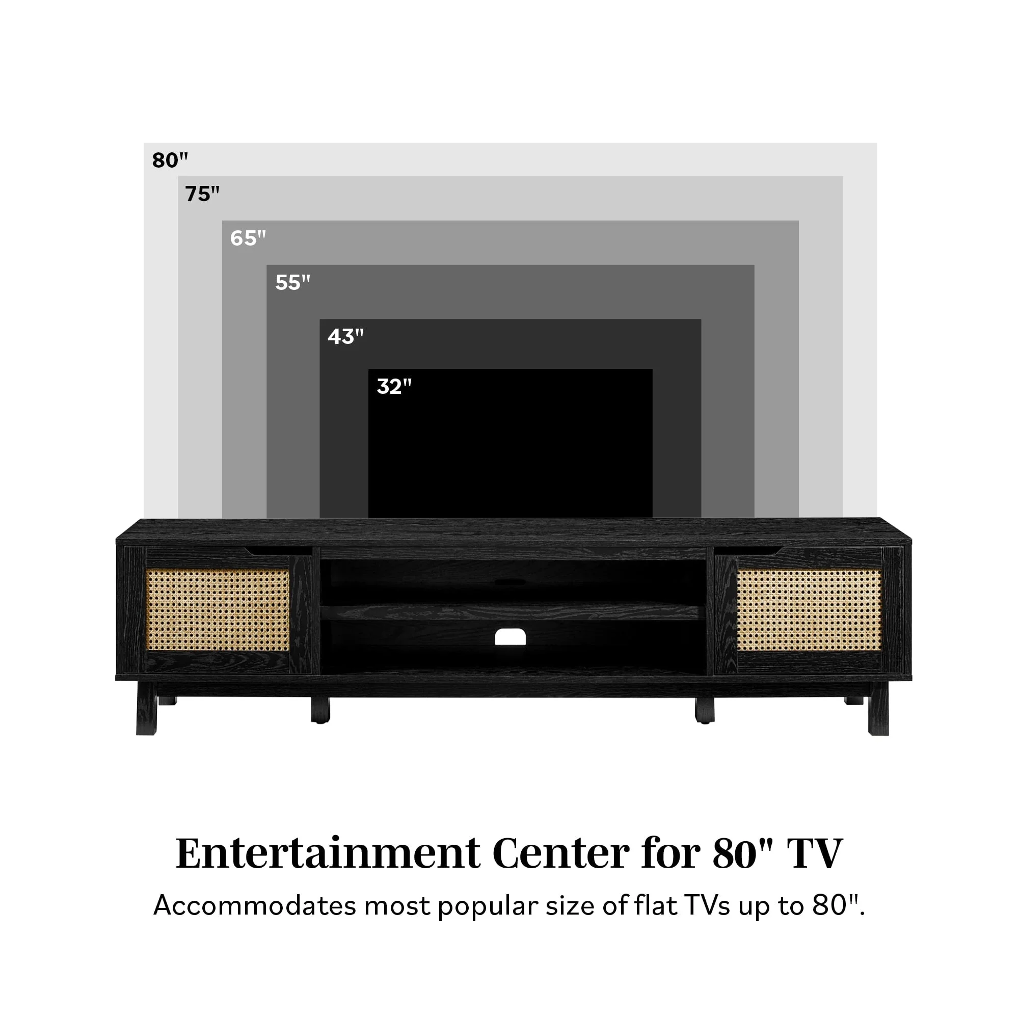 Hamkke Boho 2-Door Faux Rattan TV Stand - Image 5