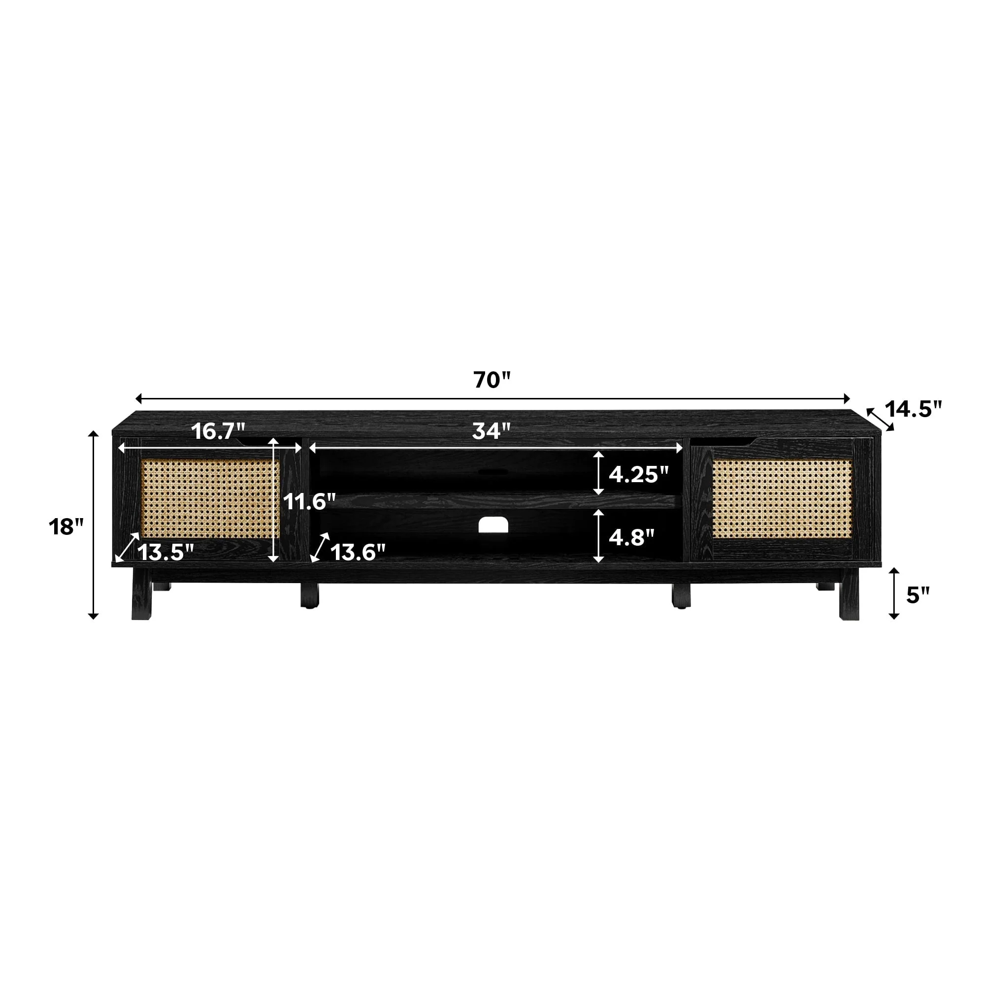 Hamkke Boho 2-Door Faux Rattan TV Stand - Image 7