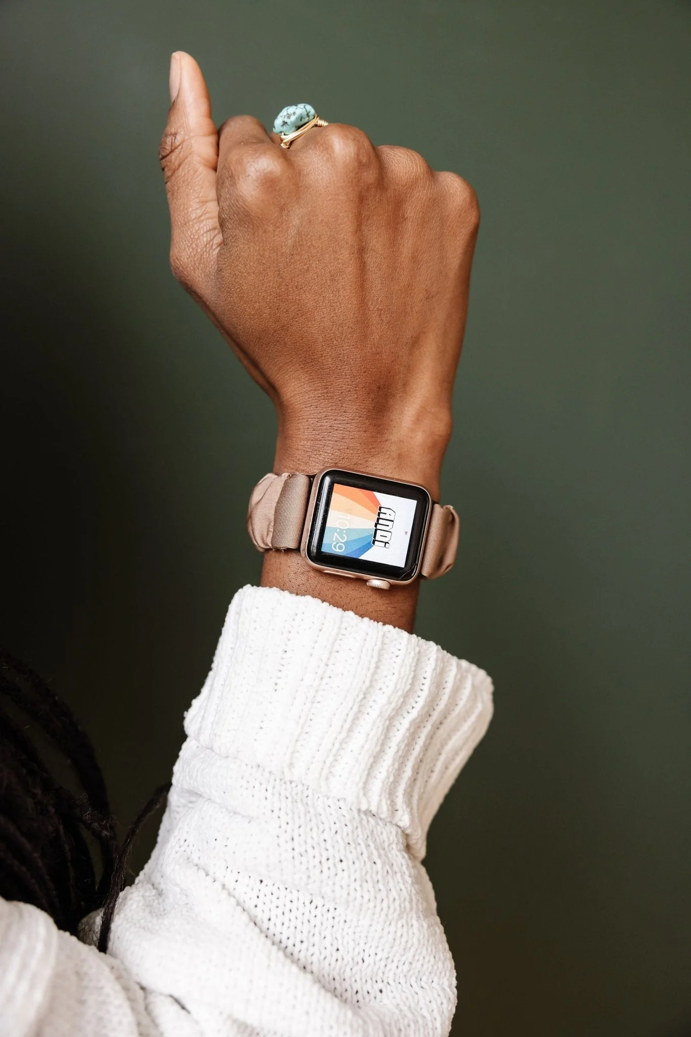 Hazelnut Luxe Scrunchie Band Compatible with Apple Watch - Image 2