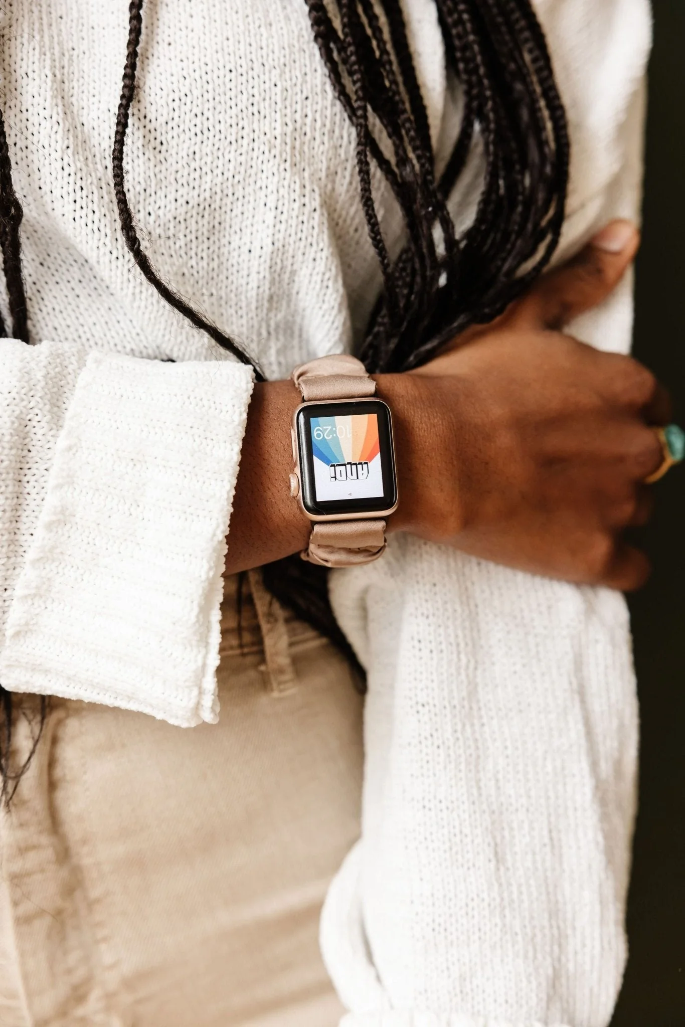 Hazelnut Luxe Scrunchie Band Compatible with Apple Watch - Image 5