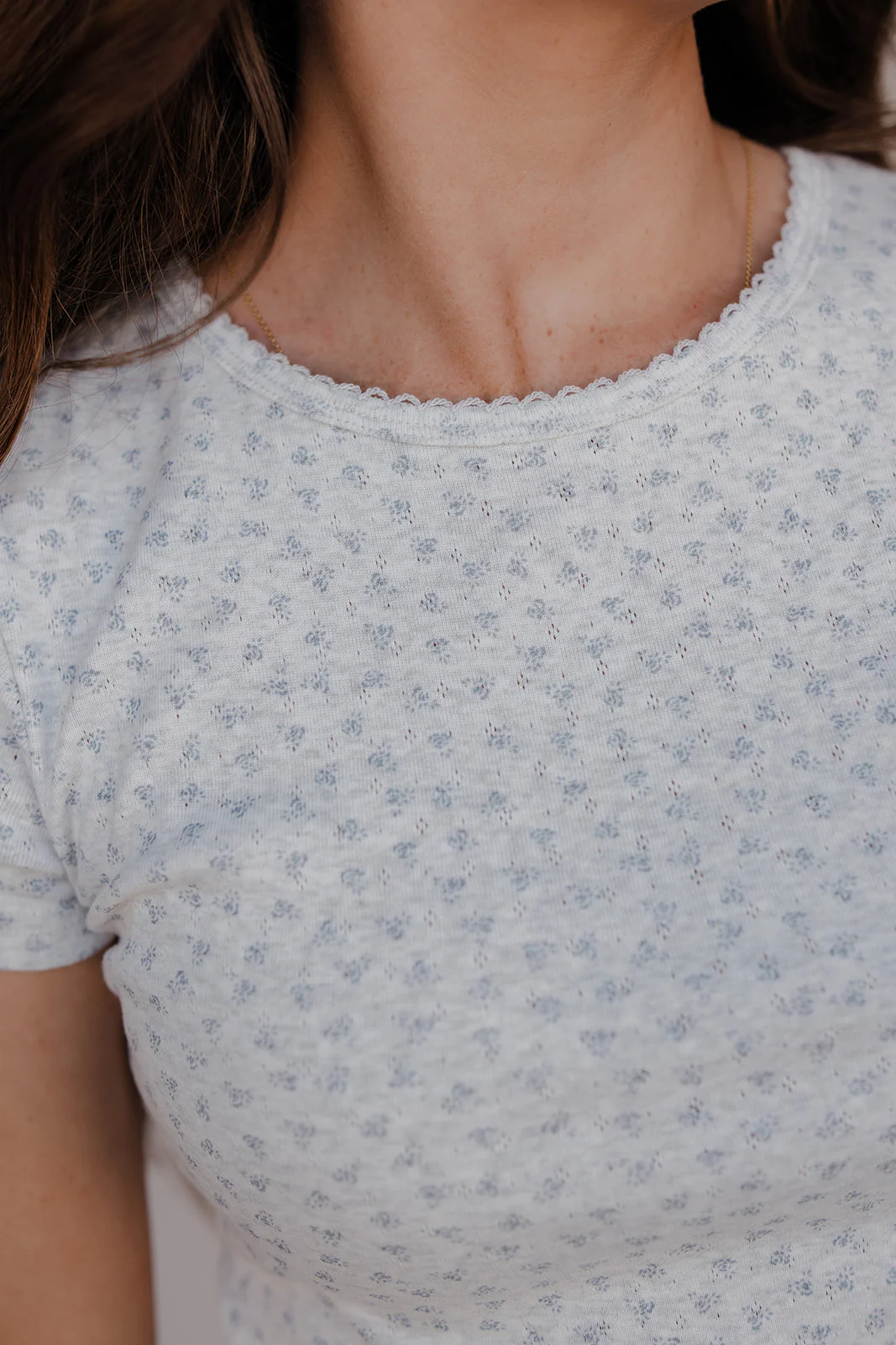 Heather Bloom Pointelle Short Sleeve Tee - Image 6