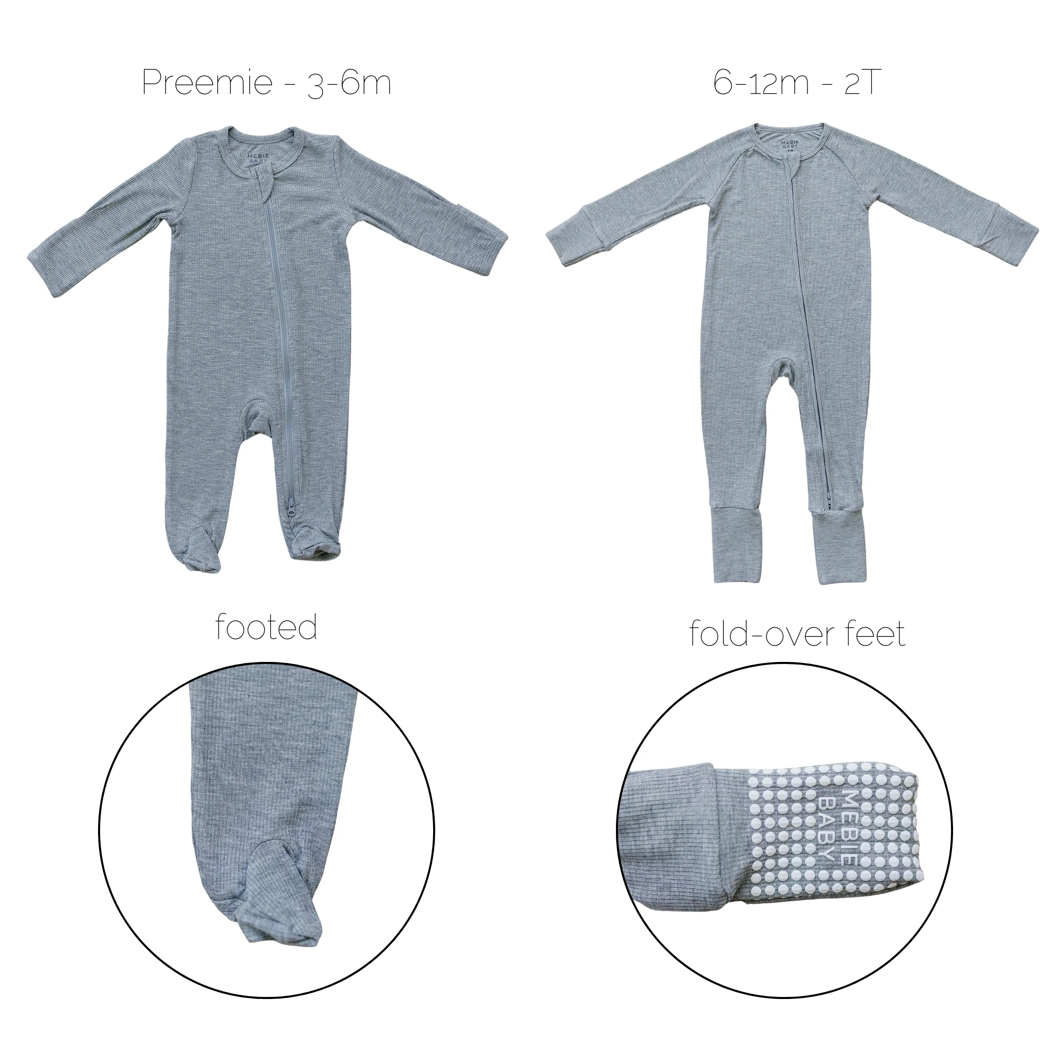 Heather Grey Ribbed Bamboo Zipper - Image 2