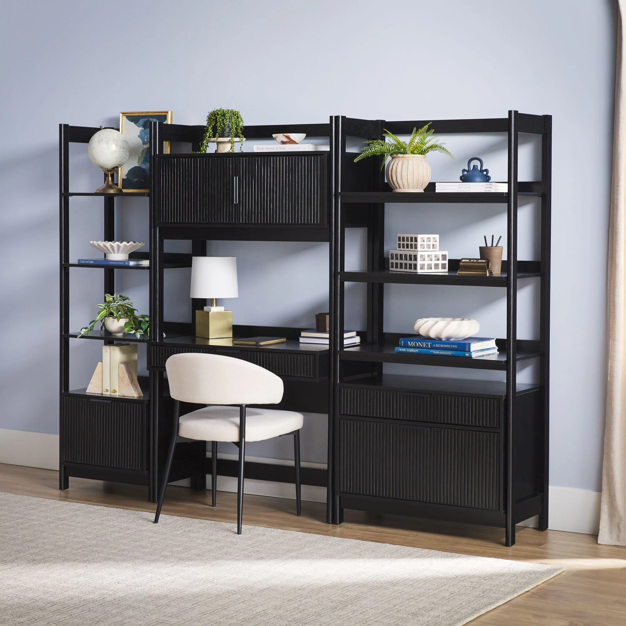 Holmes Modern Scandinavian Reeded Wide Bookshelf - Image 15