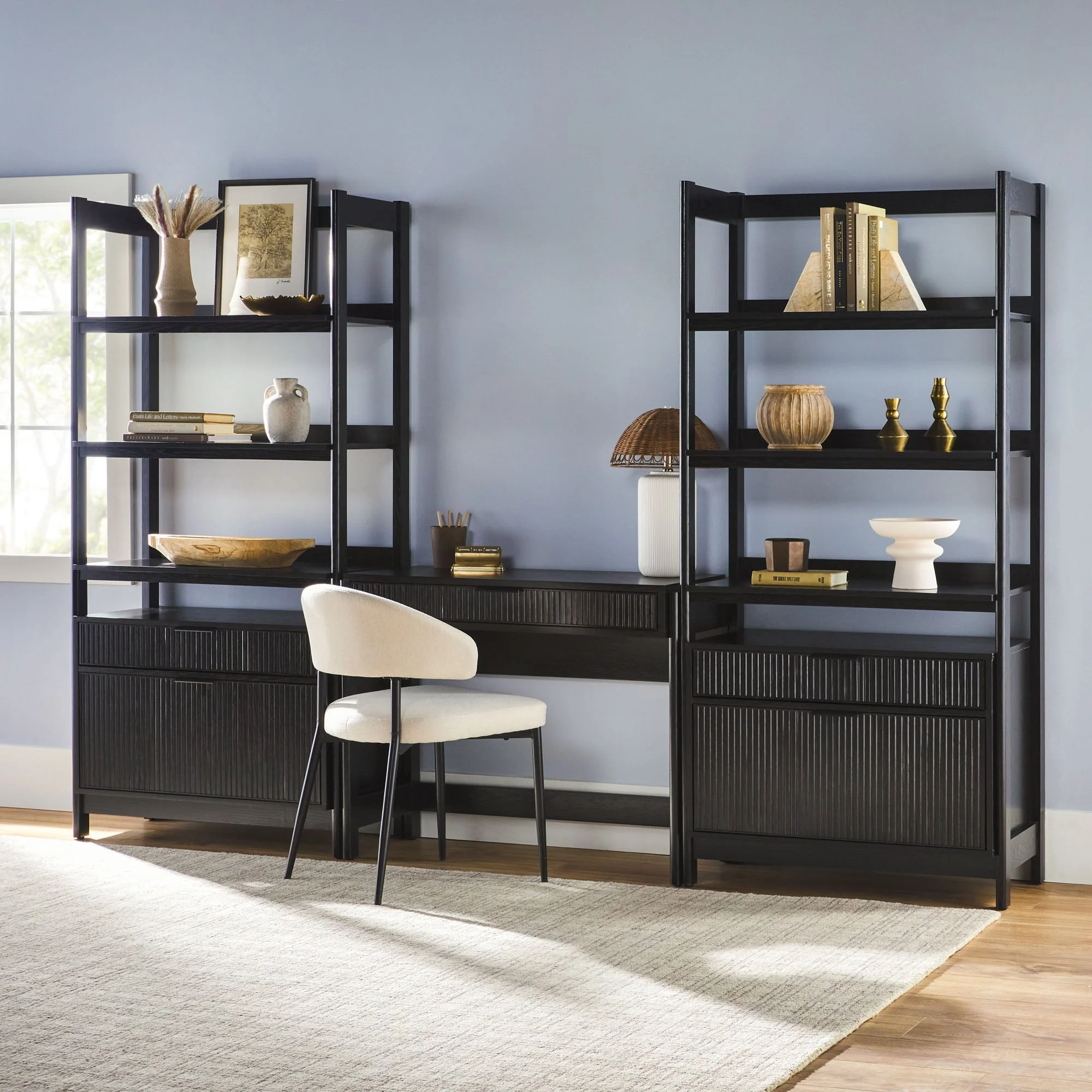 Holmes Modern Scandinavian Reeded Wide Bookshelf - Image 17