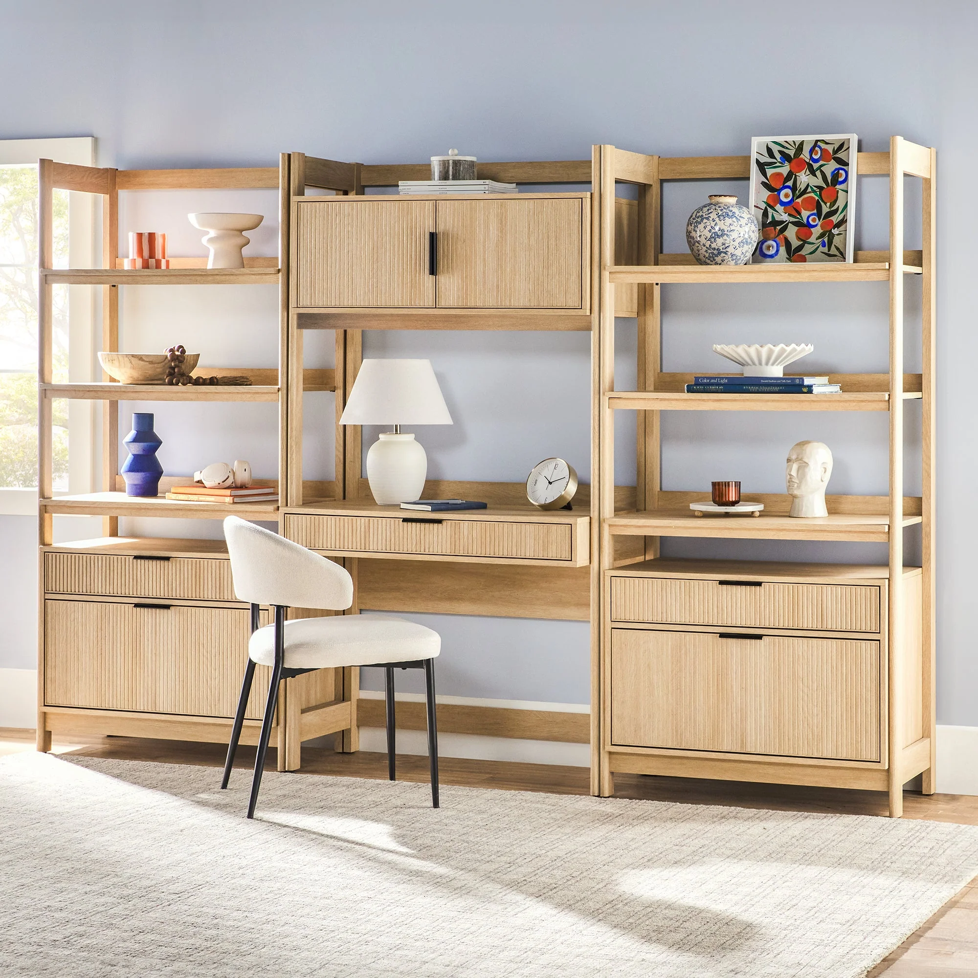 Holmes Modern Scandinavian Reeded Wide Bookshelf - Image 7