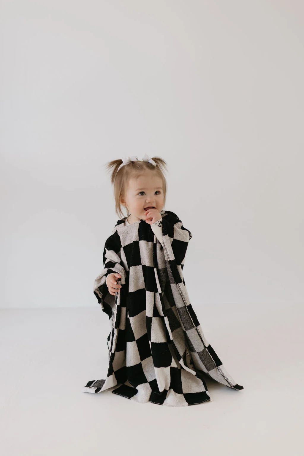 Hooded Towel | Black Checkerboard