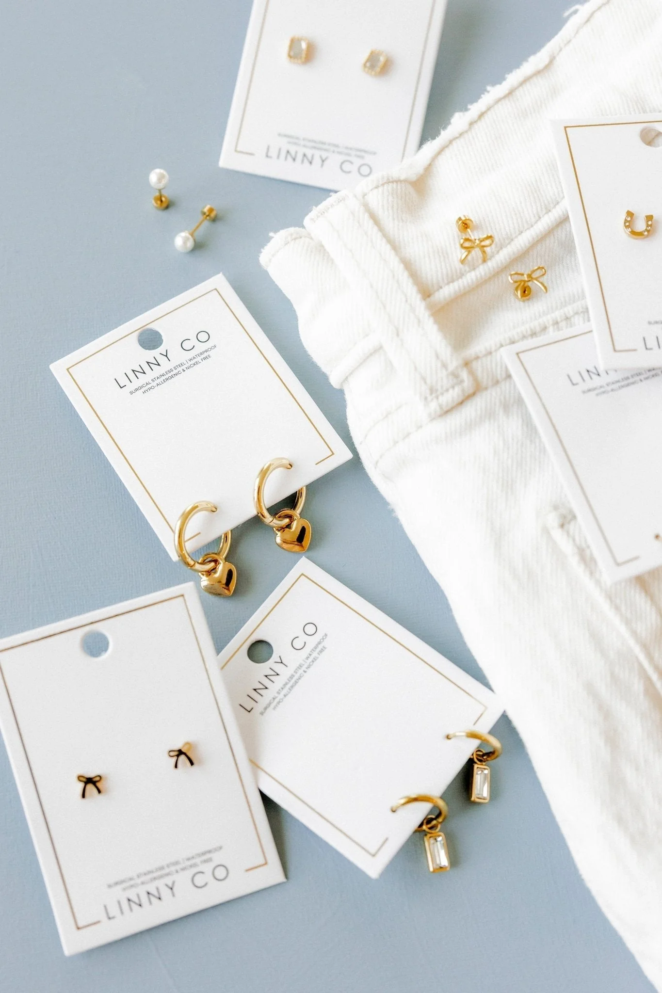 Huggie Charm Earrings - Edith Clear Gold - Image 11