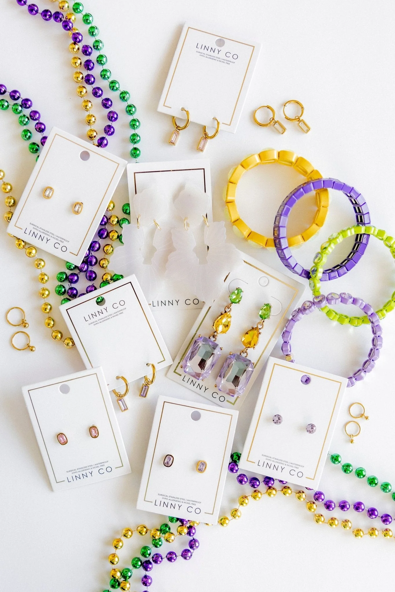 Huggie Charm Earrings - Edith Clear Gold - Image 14