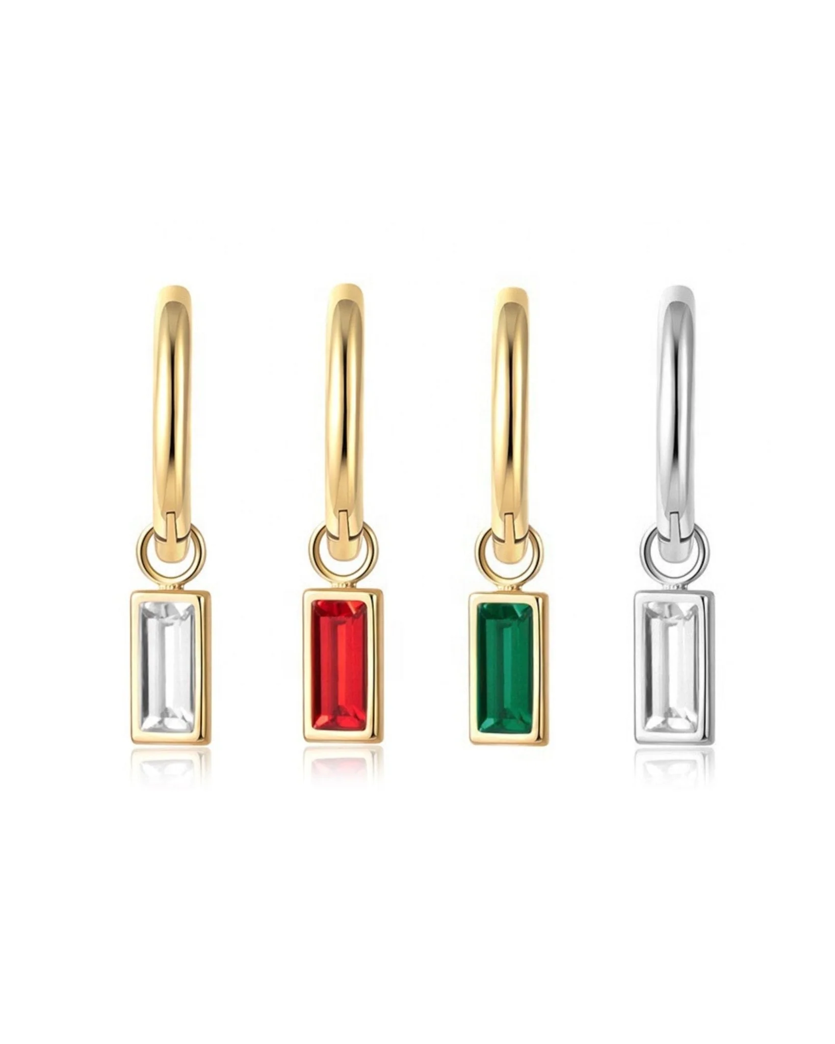 Huggie Charm Earrings - Edith Clear Gold - Image 3