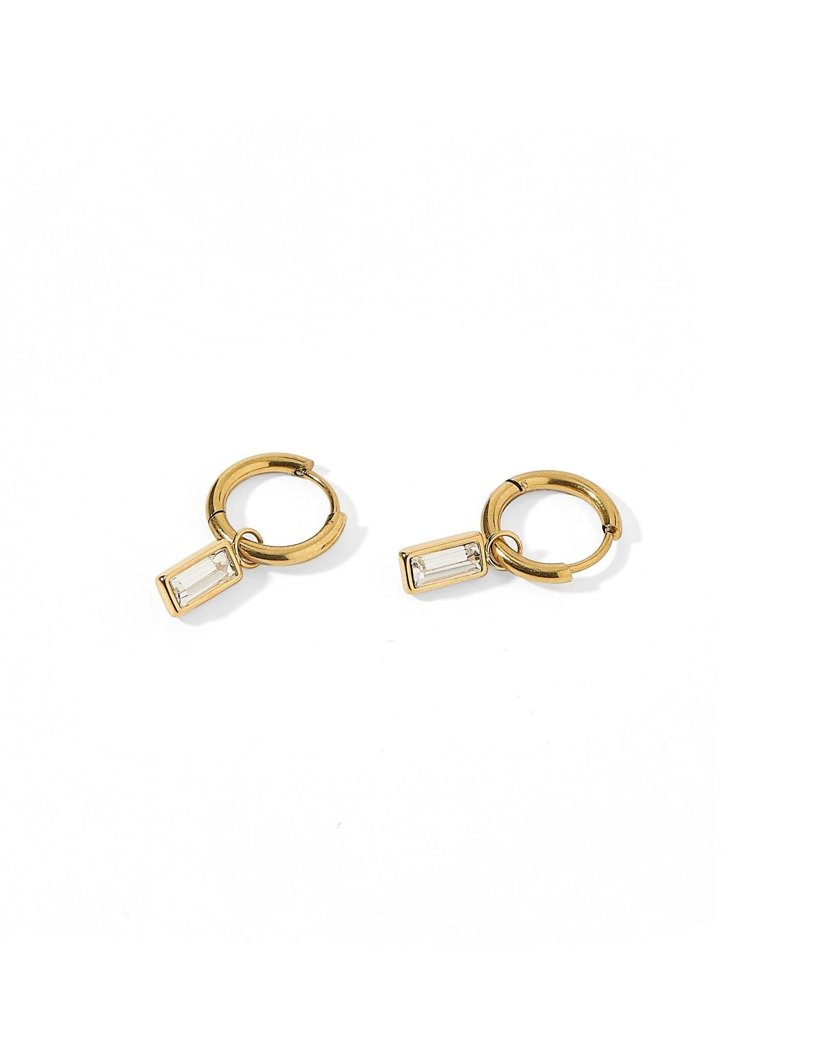 Huggie Charm Earrings - Edith Clear Gold - Image 4