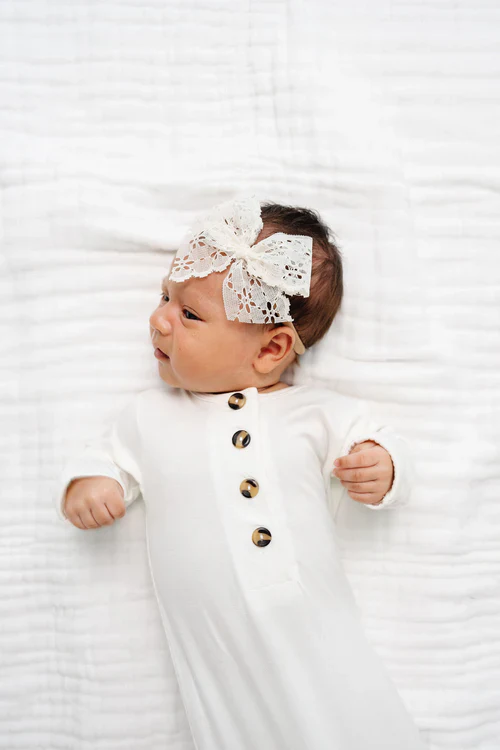 Ivory Daisy Lace Bow Headband