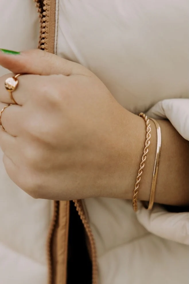 Jade Gold Filled Herringbone Bracelet - Image 2