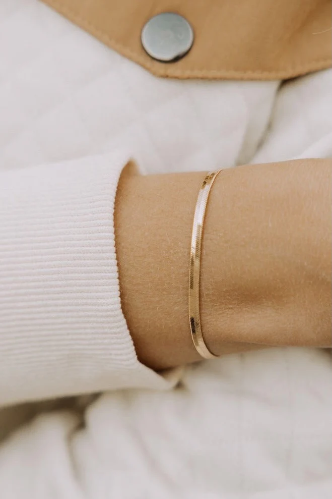 Jade Gold Filled Herringbone Bracelet - Image 3