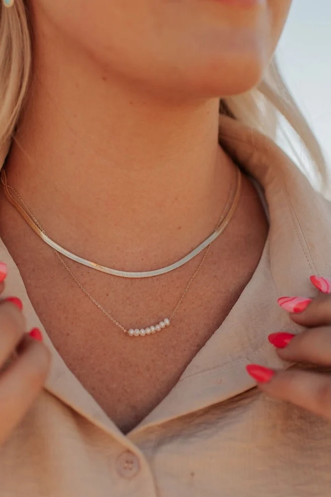 Jade Herringbone Necklace - Image 6