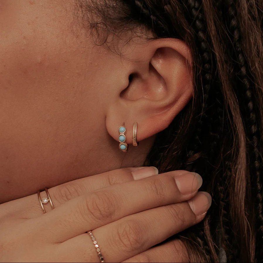 Lainey Turquoise Hoops - Image 3