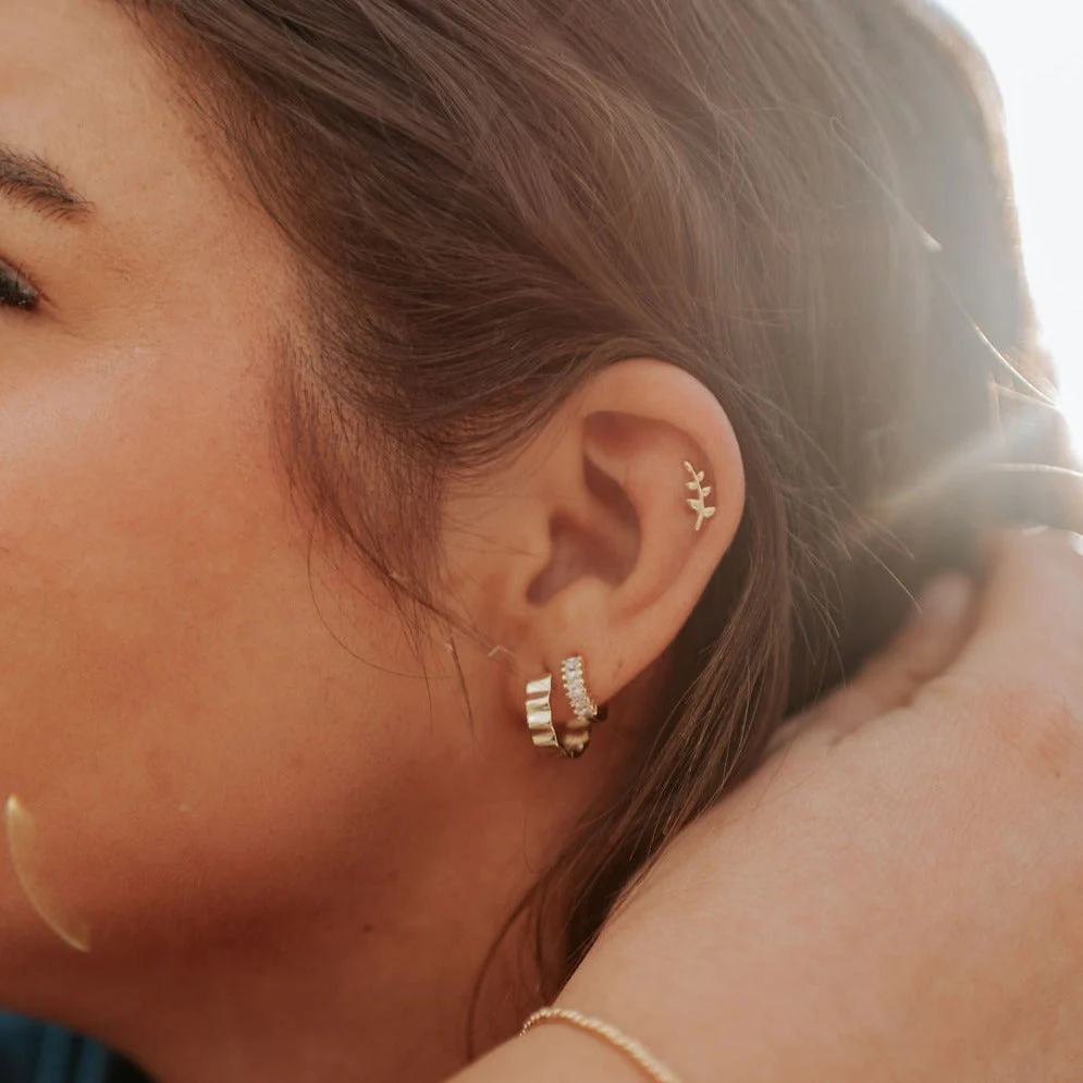 Laurel Gold Leaf Studs - Image 2