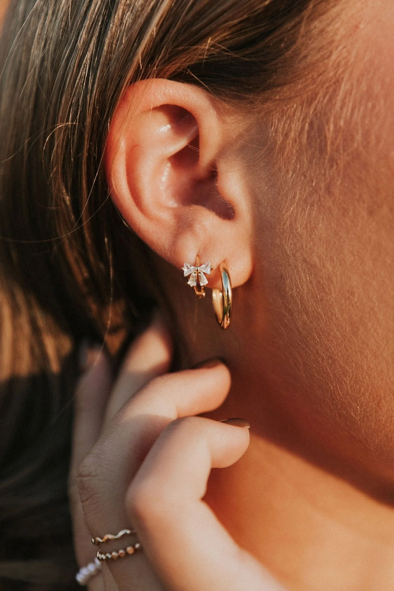 Lucy Diamond Bow Hoops - Image 7