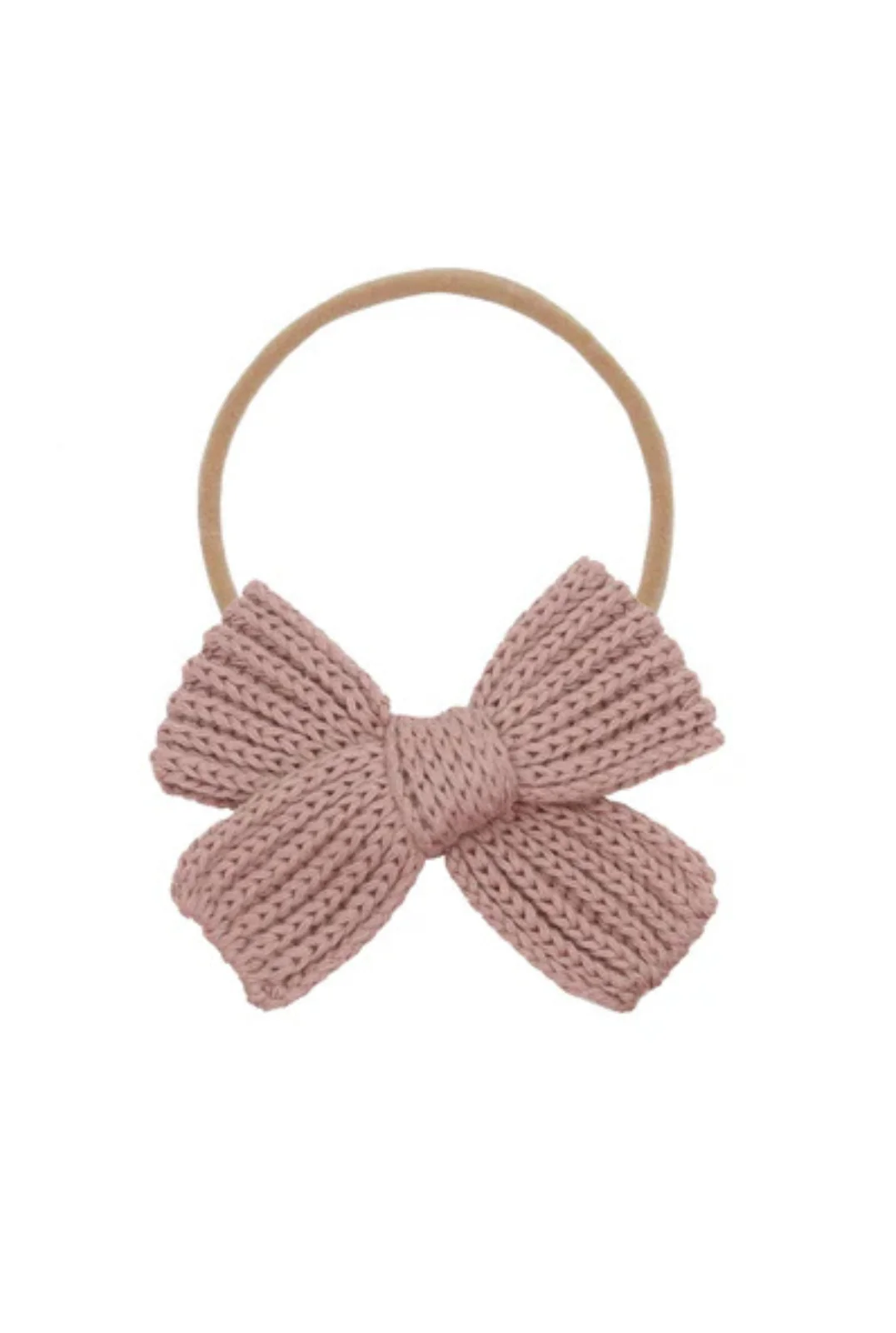 Mauve Chunky Knit Sweater Bow Headband - Image 3