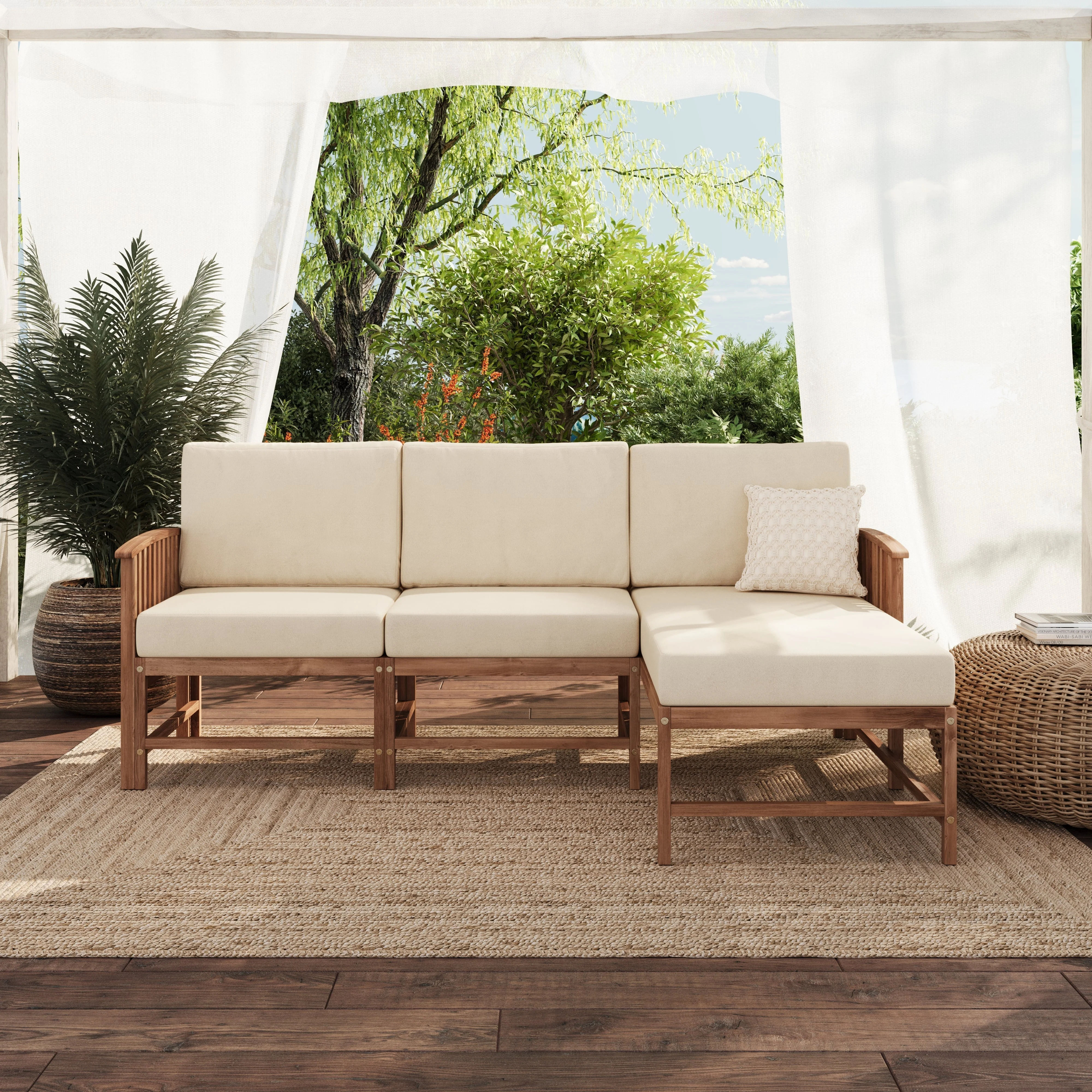 Midland Modern Solid Wood 3-Piece Outdoor Sectional Set - Image 9