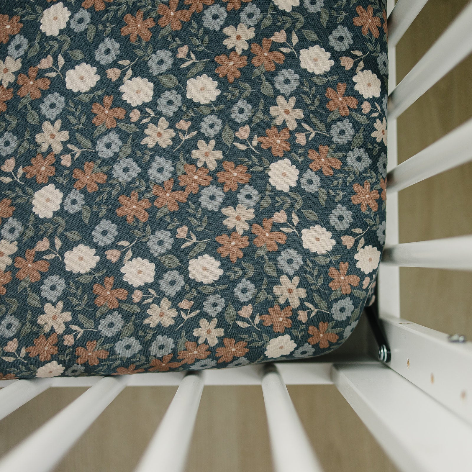 Midnight Floral Muslin Crib Sheet - Image 4