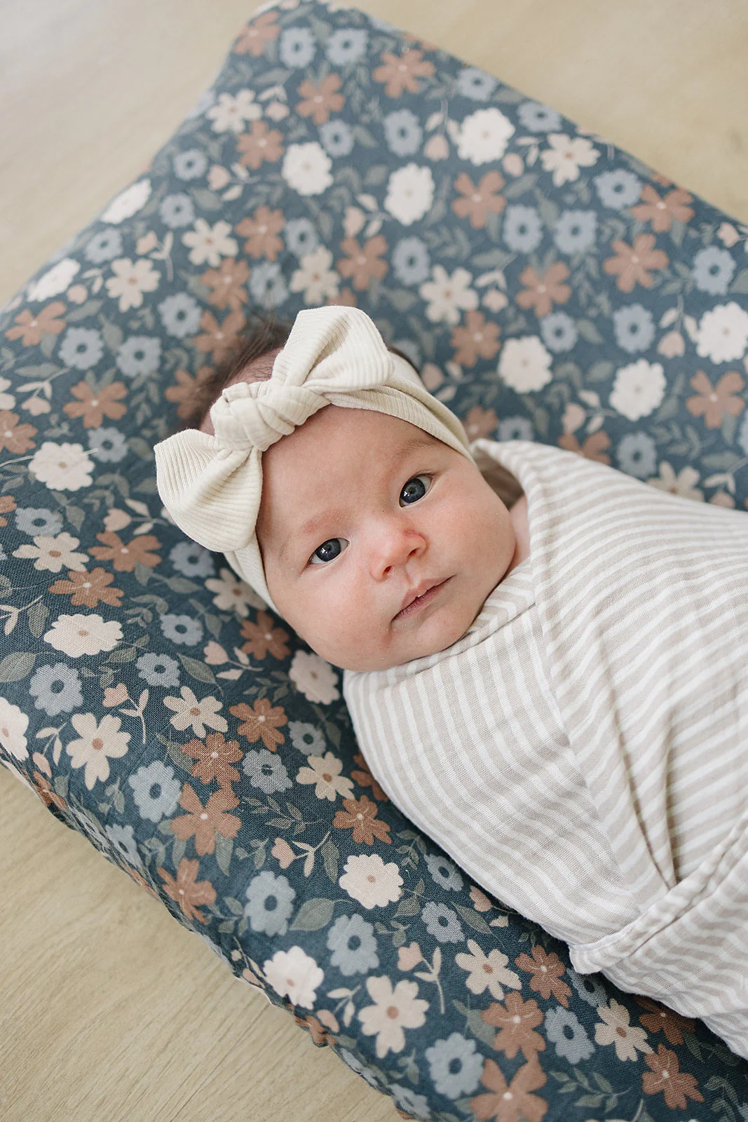 Midnight Floral Print Muslin Changing Pad Cover - Image 2