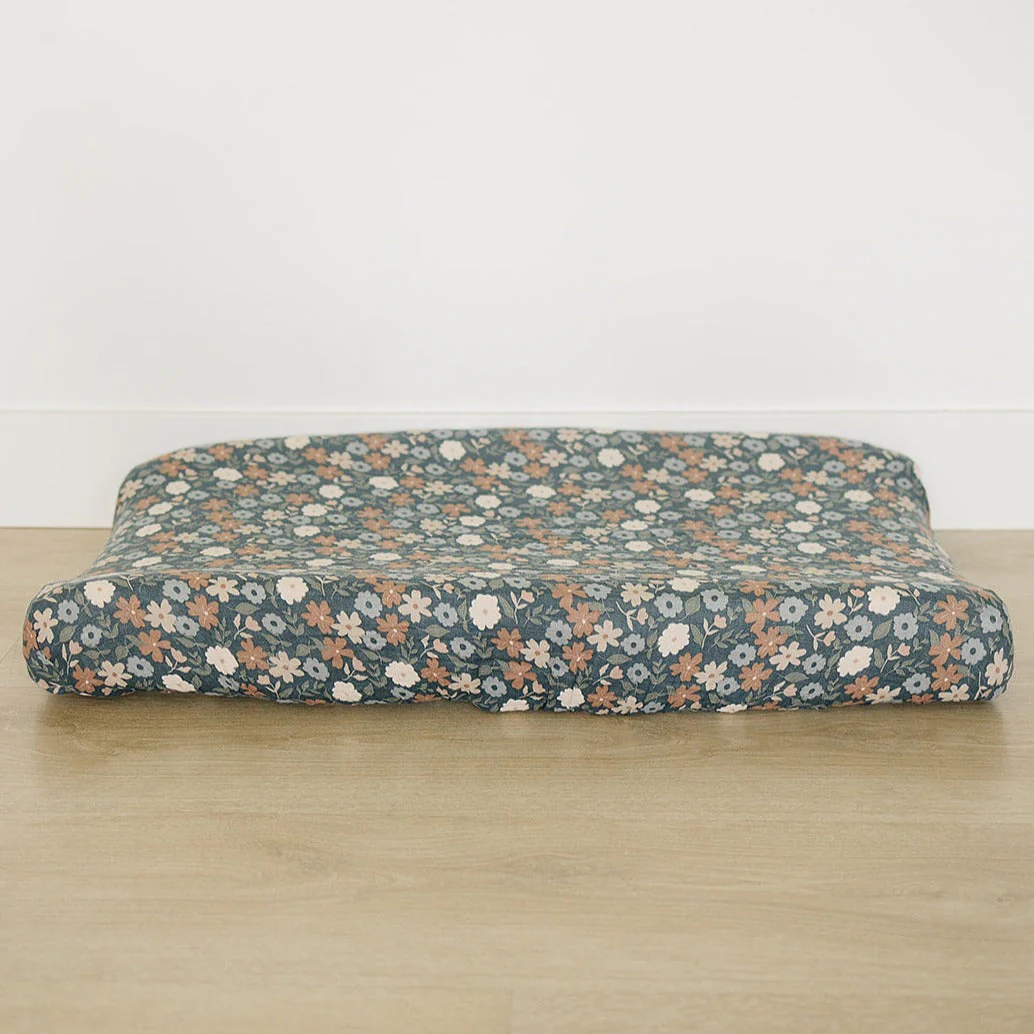 Midnight Floral Print Muslin Changing Pad Cover - Image 3