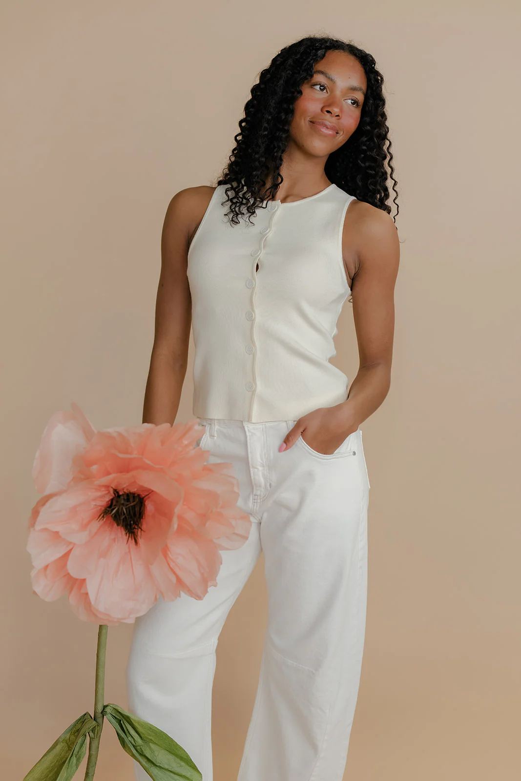 Milk + Sugar Button Tank - Image 2