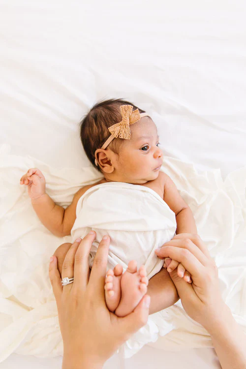 Mini Cinnamon Lace Bow Headband - Image 2