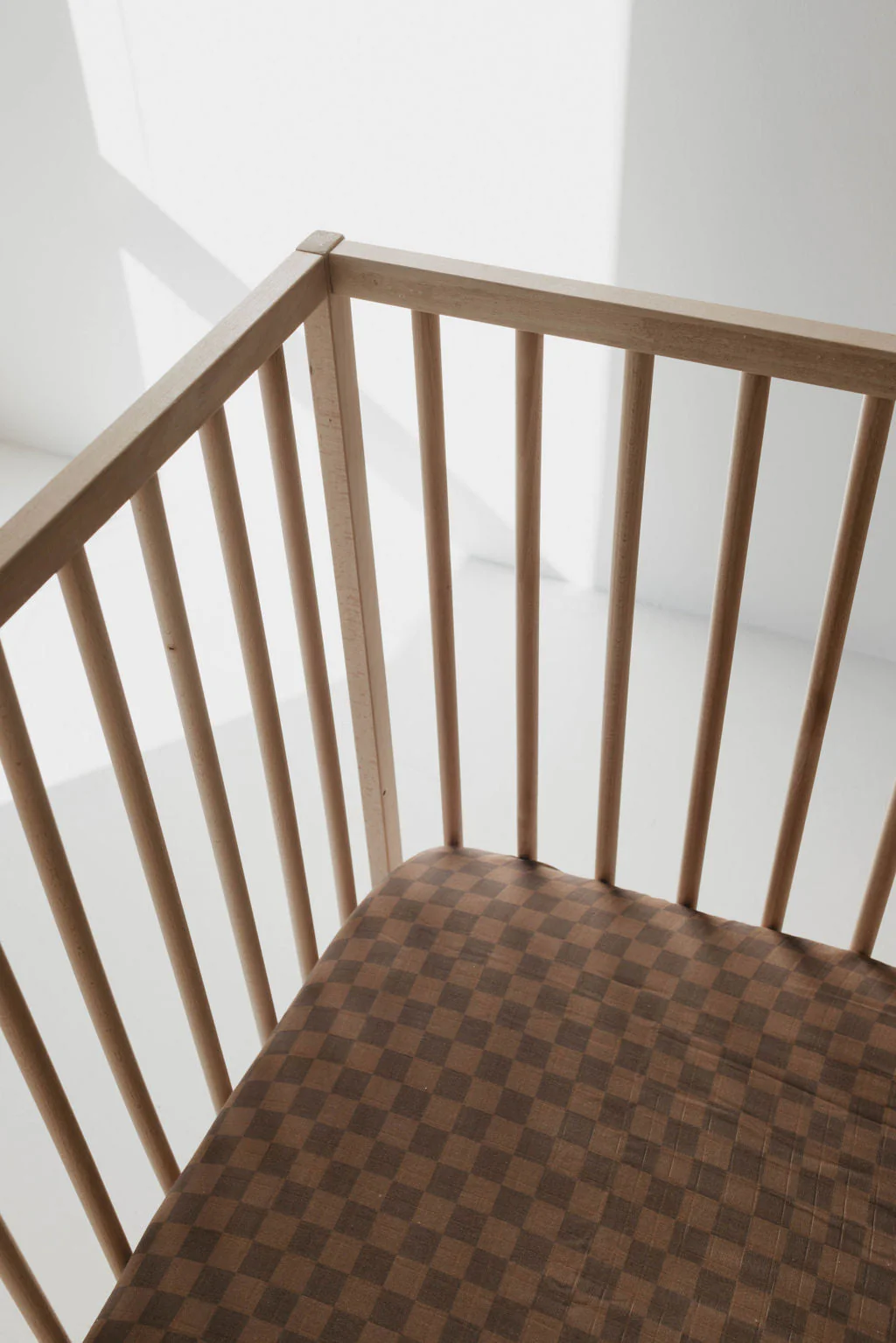 Muslin Crib Sheet | Faded Brown Checkerboard - Image 8