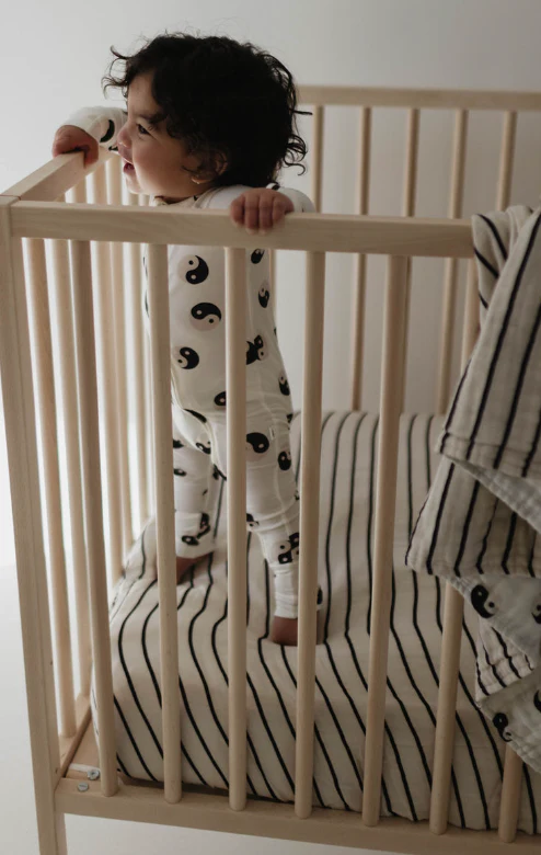 Muslin Crib Sheet | Grey & Black Stripe - Image 2