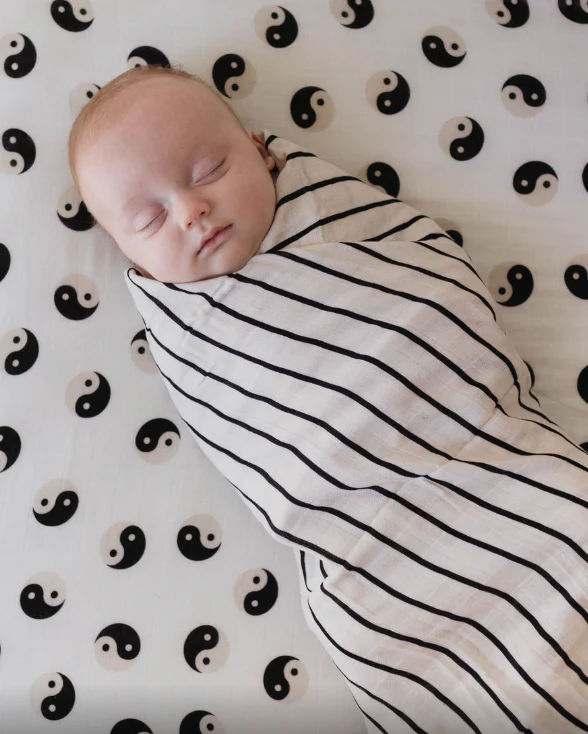 Muslin Swaddle | Grey & Black Stripe - Image 3