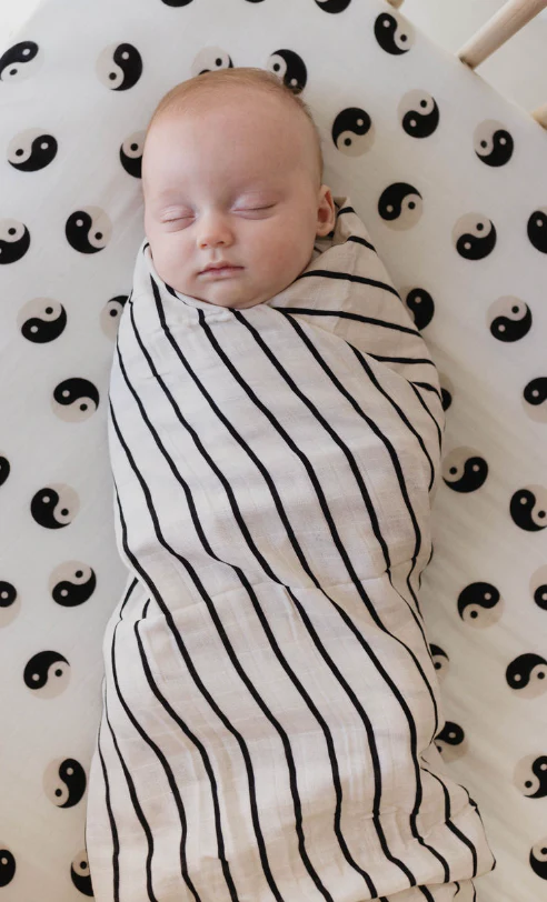 Muslin Swaddle | Grey & Black Stripe - Image 4