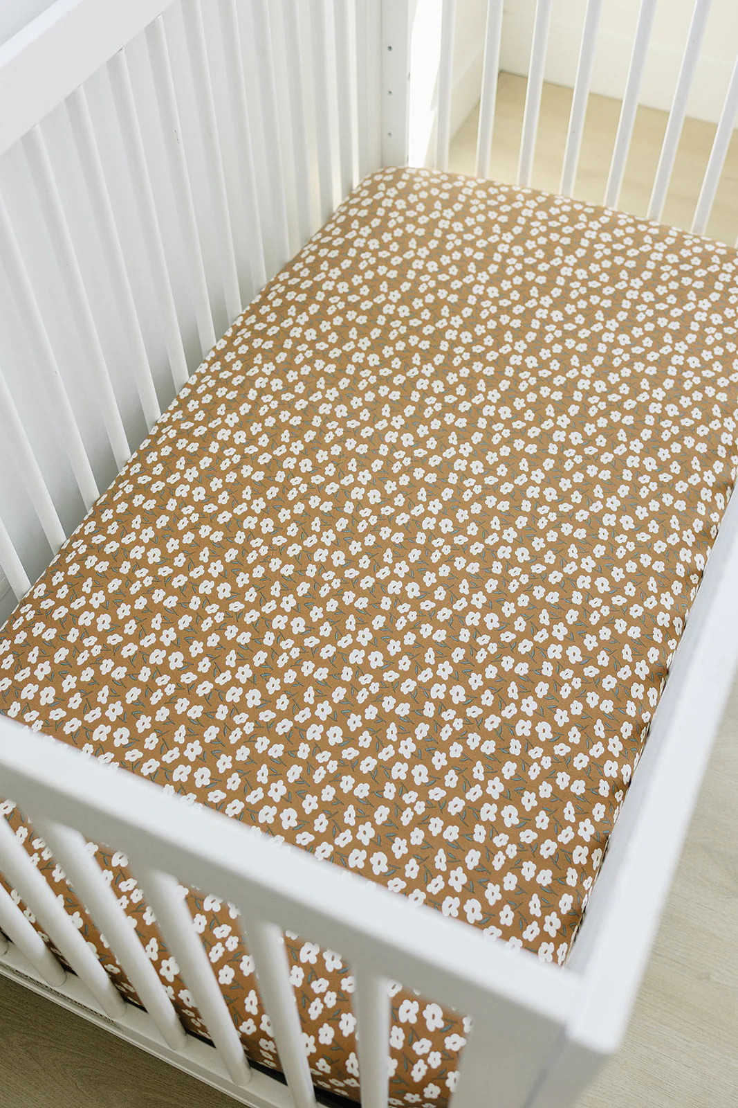 Mustard Floral Bamboo Stretch Crib Sheet - Image 2