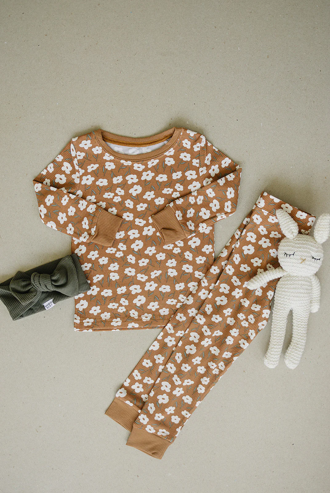 Mustard Floral Ribbed Bamboo Cozy Set - Image 2