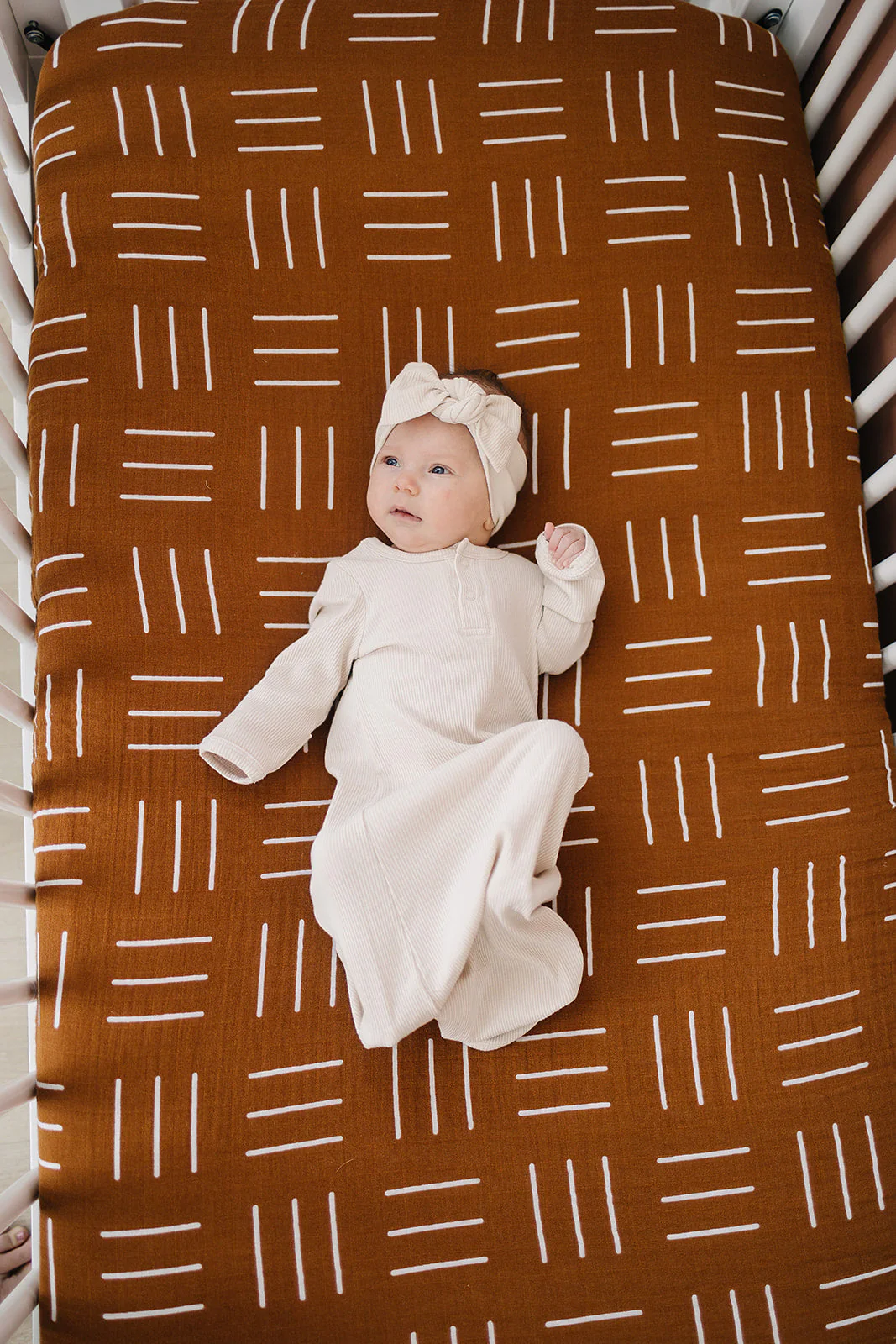 Mustard Mudcloth Muslin Crib Sheet - Image 3