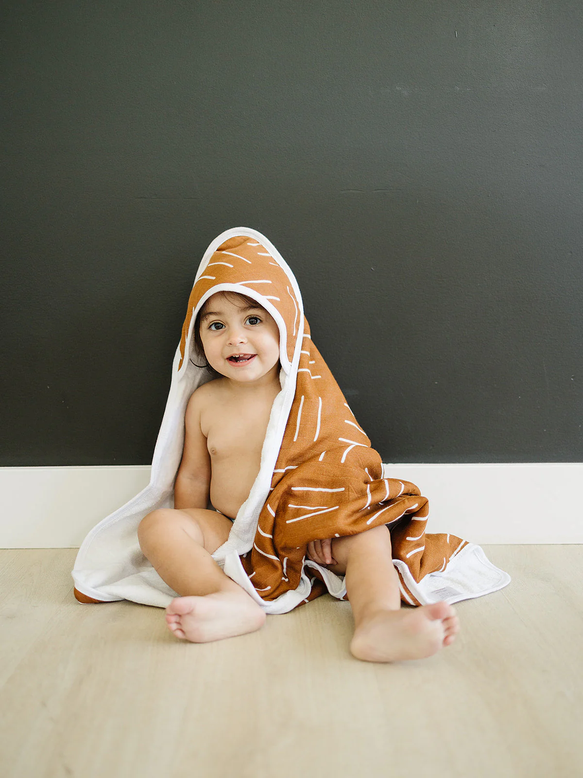Mustard Mudcloth Muslin Hooded Towel - Image 4