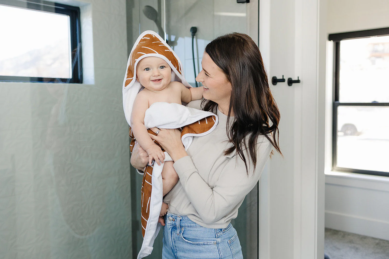 Mustard Mudcloth Muslin Hooded Towel - Image 5