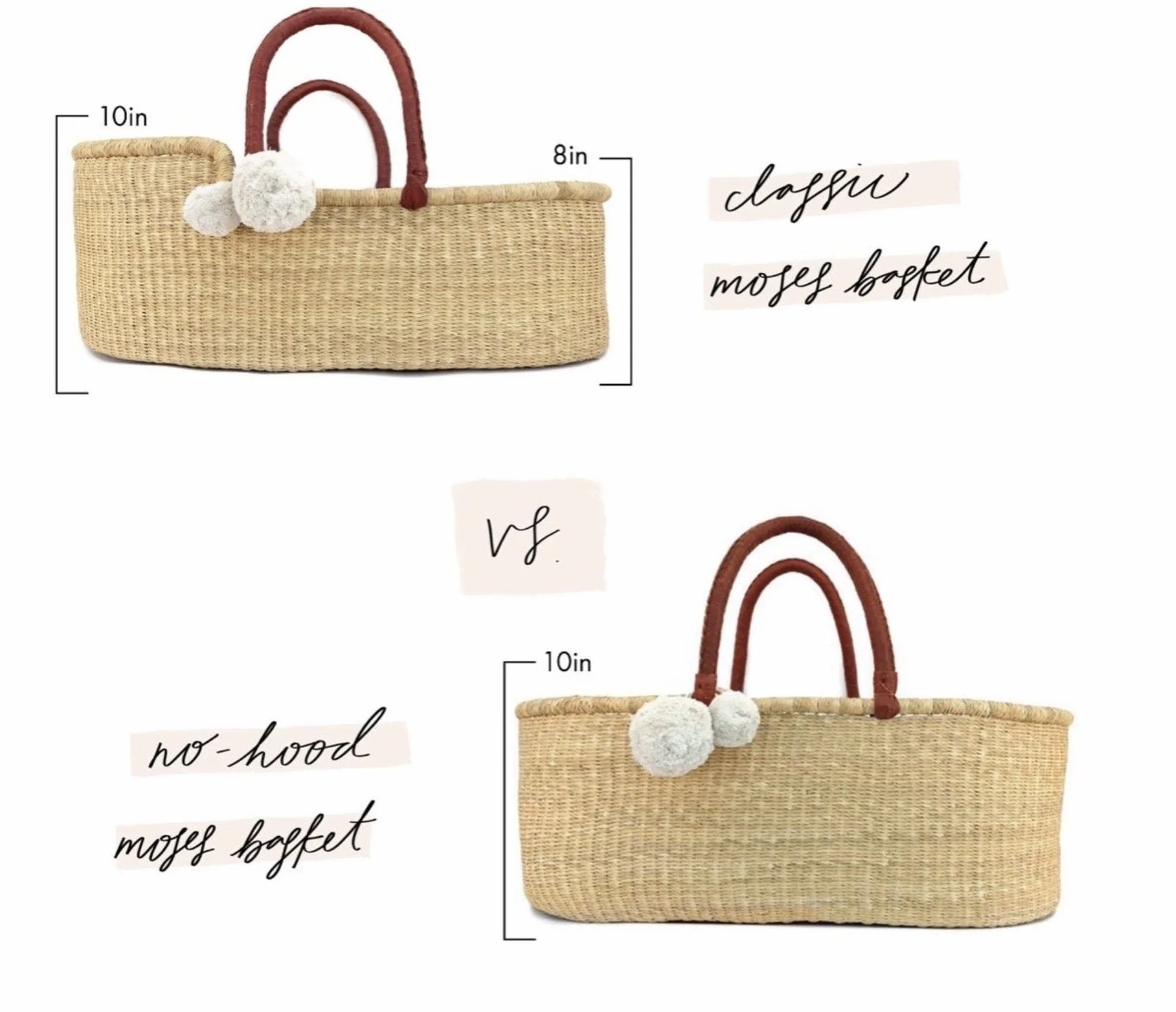 Natural<br>African Moses Basket<br>Black Handle - Image 3
